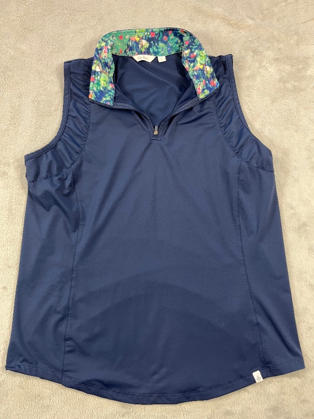 Lady Hagen sz L Navy Blue Sleeveless 1/4 Zip Top Golf Pickleball Activewear